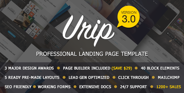 Urip – Professional Landing Page With HTML Builder