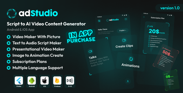 adStudio - Script to Video Content Generator Android and iOS App