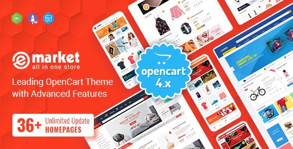 eMarket - Multipurpose MarketPlace OpenCart 4 Theme (36+ Homepages & Mobile Layouts Included)