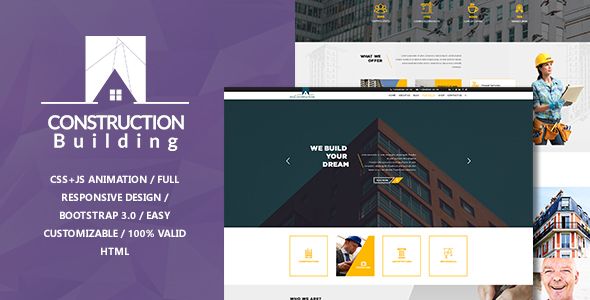 myConstruction - Bootstrap Landing Page HTML Template Bootstrap ...