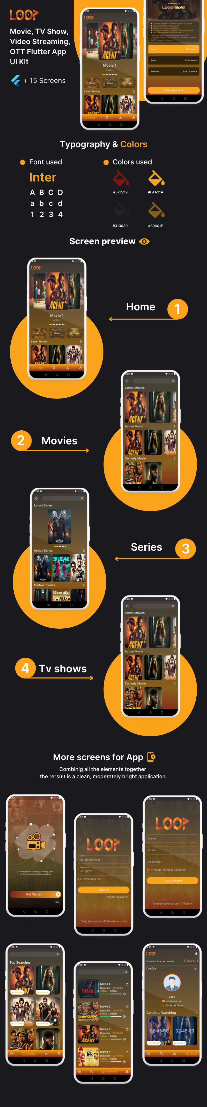 Loop Movie TV Show Video Streaming OTT Flutter App UI Kit