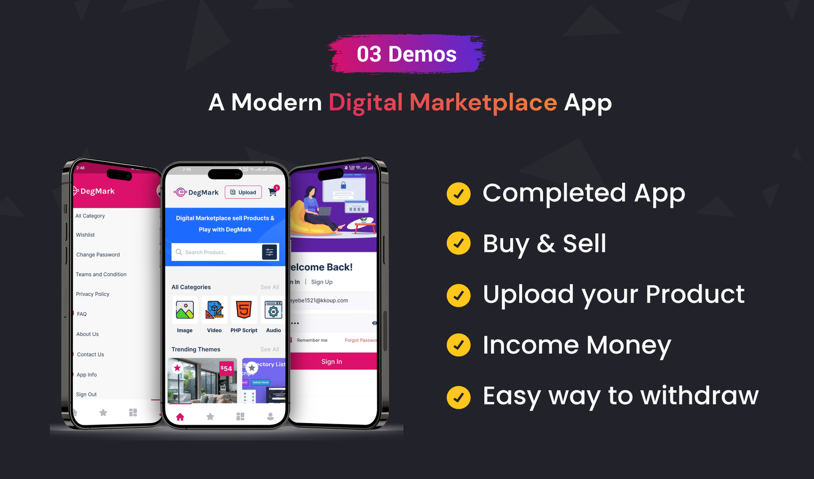 DegMark - Digital Products Buy Sell Marketplace Flutter User App