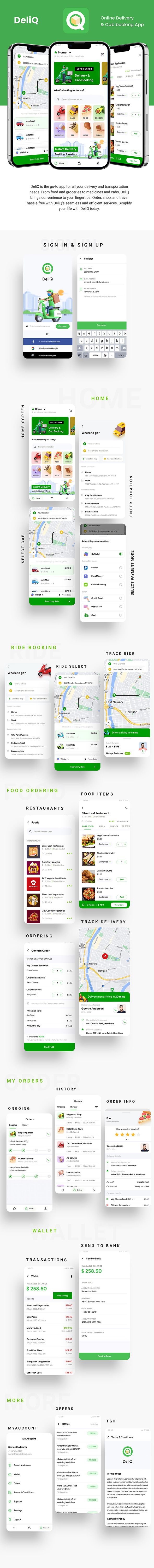 6 App Template| eCommerce Food Grocery Delivery App| Cab Booking| Peer 2 Peer Delivery App| DeliQ - 3