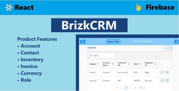 BrizkCRM - Customer Relationship Management Web App With Inventory Based on React and Firebase