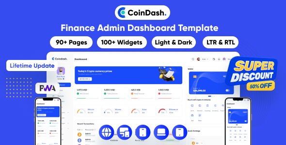 Coindash - Crypto Trading Admin Dashboard | Flutter Admin | Bank | FinPay | Finance | Digital Wallet