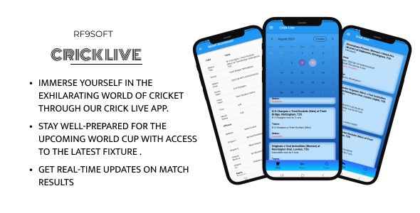 Crick Live Flutter App Fixtures, Results, and scorecards | Rapid API image