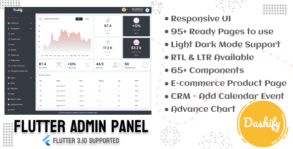 Dashify - The Complete Flutter Admin Panel Dashboard