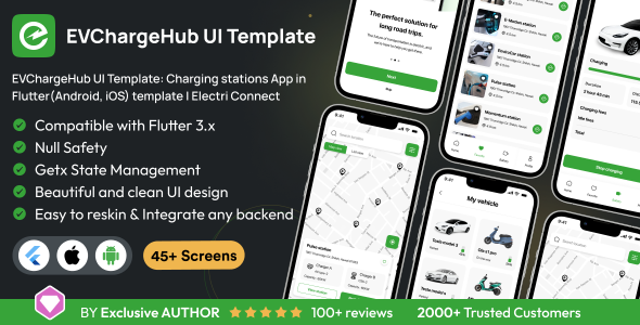EVChargeHub UI Template: Charging stations App in Flutter(Android, iOS) template | Electri Connect