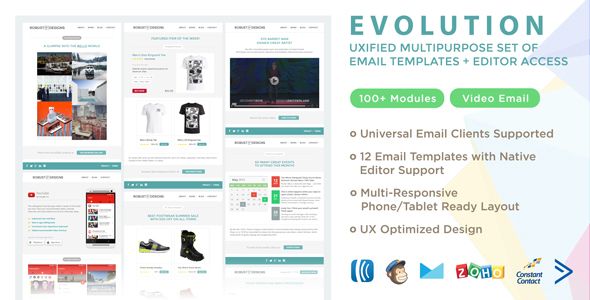 Evolution – UXified Multipurpose Set of Email Templates + Online