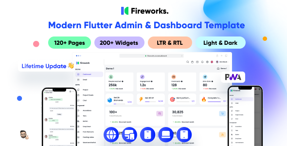 Fireworks - Multipurpose Modern Flutter Admin & Dashboard Template | Responsive | Flutter UI Kit