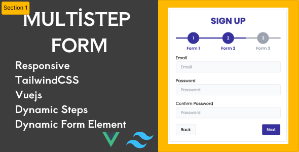 Multistep Form Vuejs Tailwind CSS image