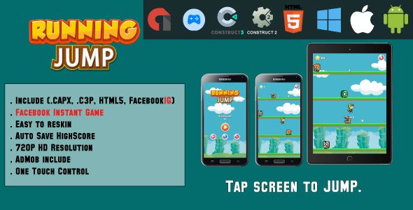 Running Jump – HTML5 Game – Mobile, Facebook Instant Game