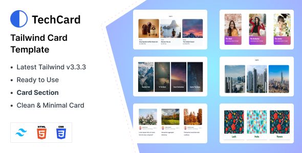 TechCard - Tailwind CSS 3 Card HTML Template - code.market