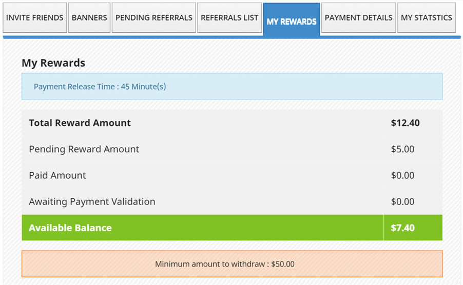 Affiliate Reward Information