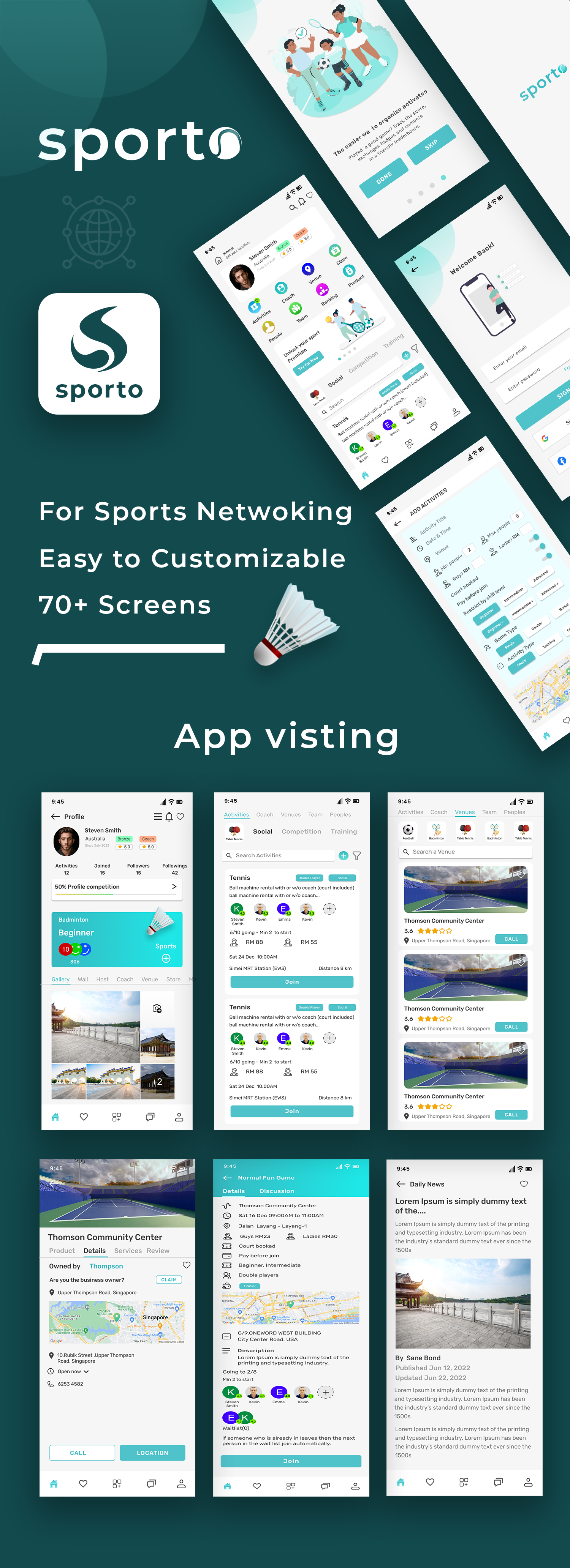 Sporto - Flutter Ui kit (Sport Networking) - 1