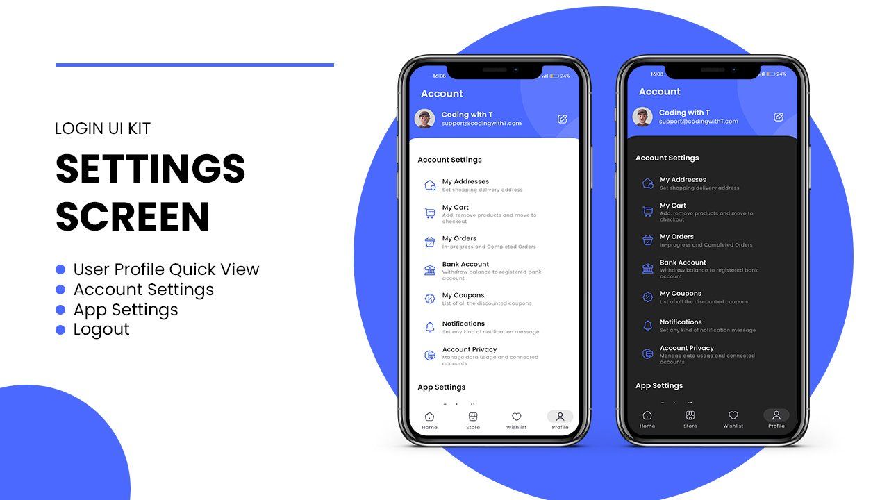 Modern & Minimal Account Settings screen in flutter