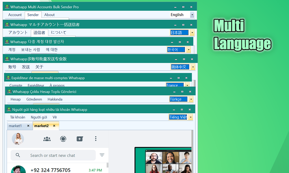 Multi Whatsapp Accounts Bulk Sender-Full Reseller