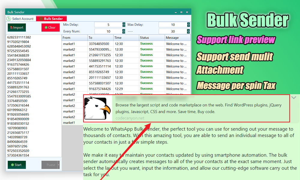 Multi Whatsapp Accounts Bulk Sender-Full Reseller