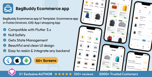 BagBuddy E-commerce app UI Template: Ecommerce app in Flutter(Android, iOS) App | Shopping App