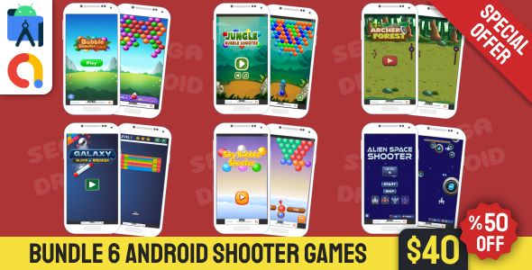 Bundle 6 Shooter Android Studio Games with AdMob Ads
