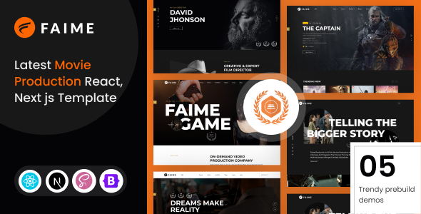 Faime – Movie and Film Production React, Next js Template