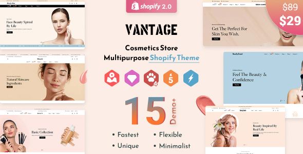 Vantage - Beauty Cosmetics Shopify Theme OS 2.0 - Multilanguage - RTL Support