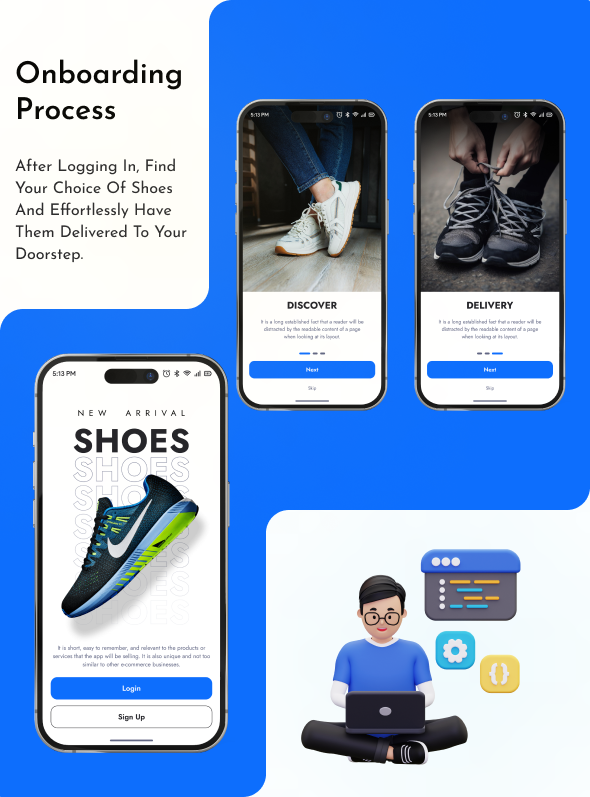 Eshoppe Mobile app for Online Shoes Store E commerce Footwear code.market