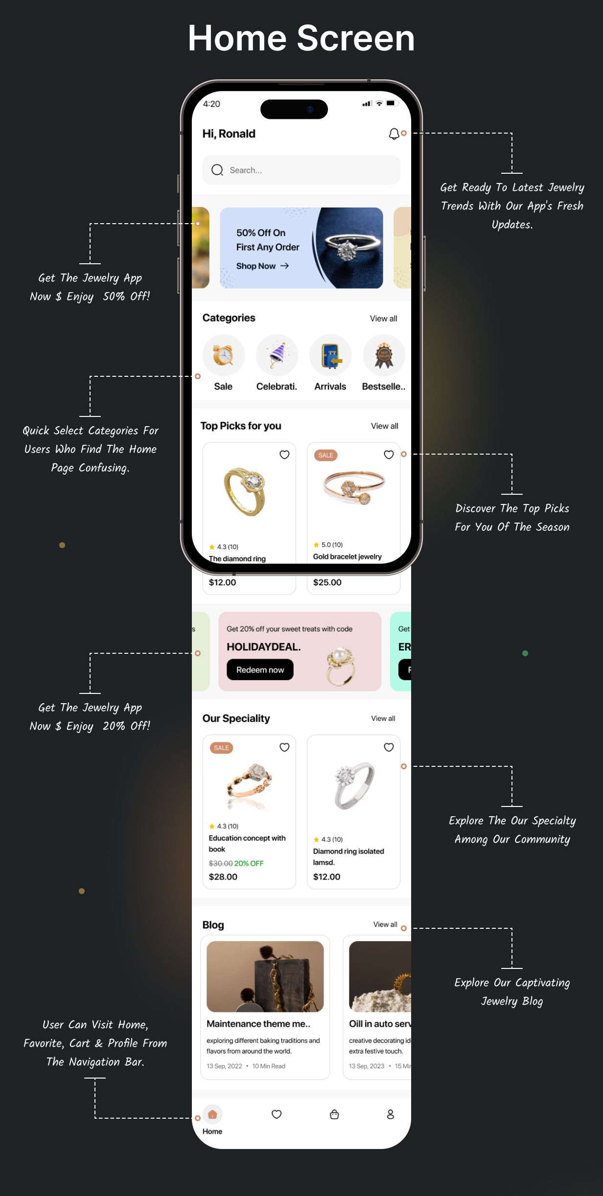 JewelLuxe E-commerce UI Template: Jewellery Shopping App in Flutter(Android, iOS) | OrnamentHub App - 7