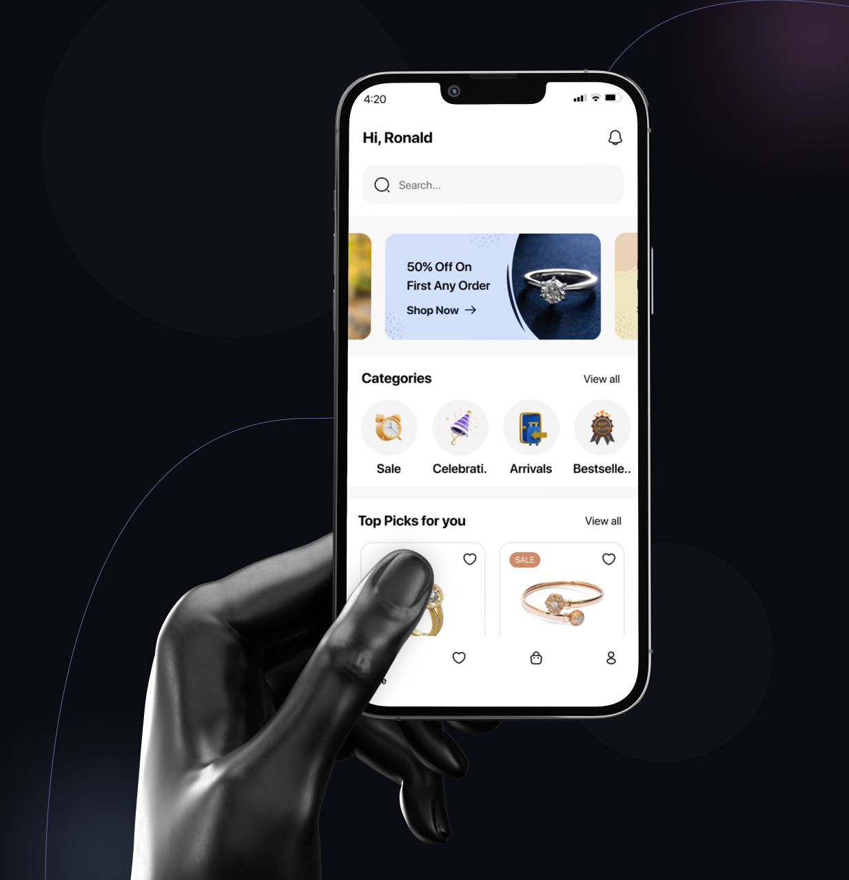 JewelLuxe E-commerce UI Template: Jewellery Shopping App in Flutter(Android, iOS) | OrnamentHub App - 13