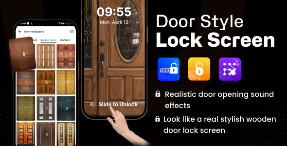 Door Style Lock Screen - Shutter Lock Screen Themes - Admob - Android App image