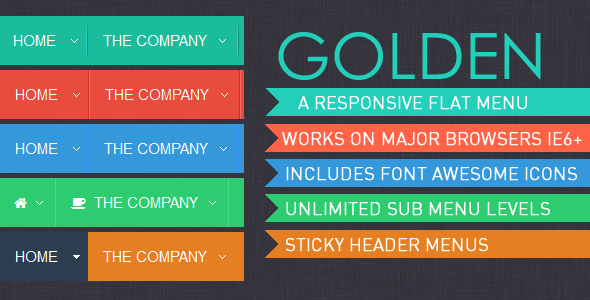 Golden Menu - Responsive Flat Dropdown Menu - code.market