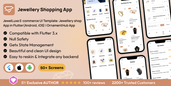 JewelLuxe E-commerce UI Template: Jewellery Shopping App in Flutter(Android, iOS) | OrnamentHub App