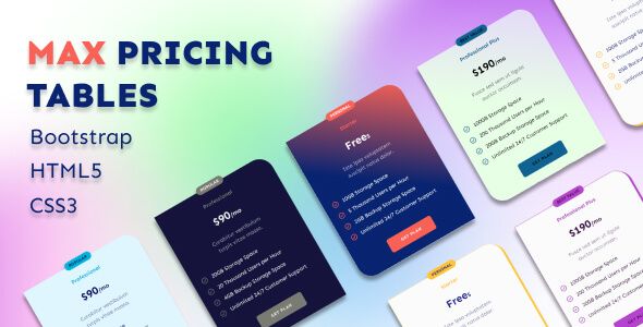 Max Pricing Tables - Bootstrap and HTML5 Version