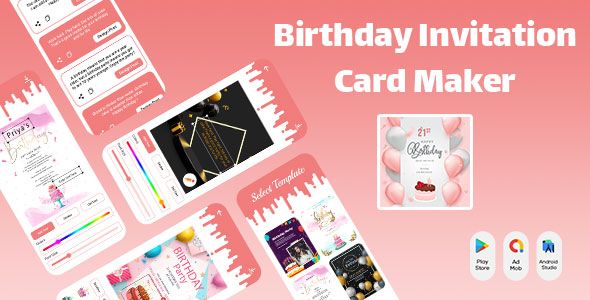 Birthday Invitation Card Maker - Card Creator - Invitation Maker - Birthday Design Maker - Greeting
