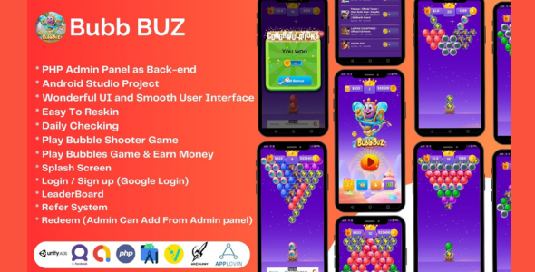 Bubb Buz Bubble Shooter Game - Rewards Earning Android Studio Project