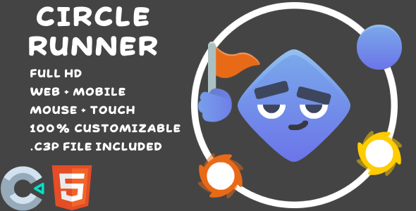 Circle Runner. HTML5 Game (Construct 3). Web and Mobile ready