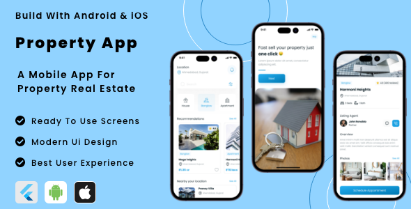 Property App - Real Estate | Property Booking Flutter App | Android | iOS Mobile App Template