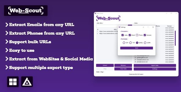 Web-Scout : Simple Emails and Phone Numbers Extractor