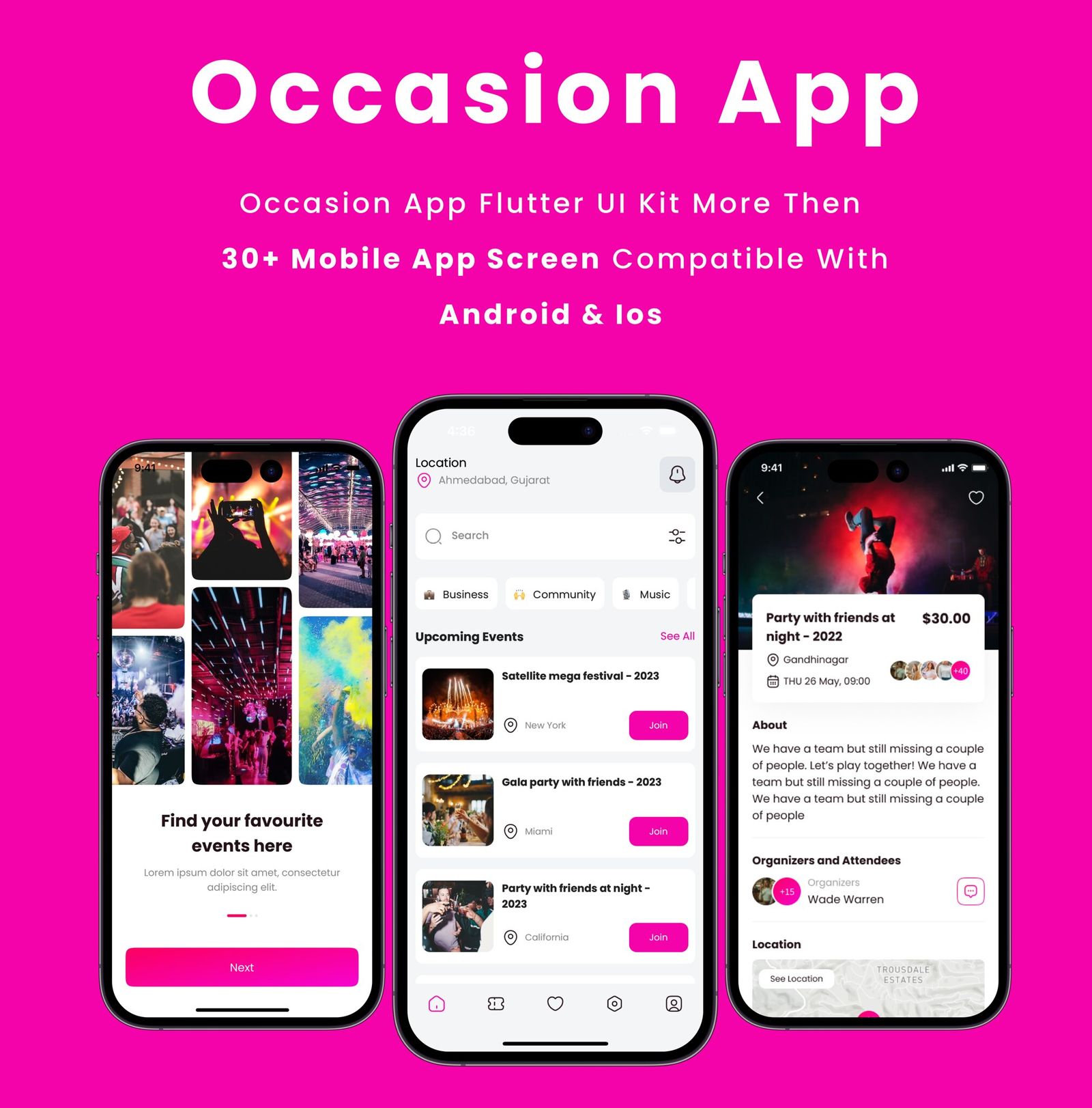 Occasion App - Online Event Booking Management Flutter App | Android | iOS Mobile App Template