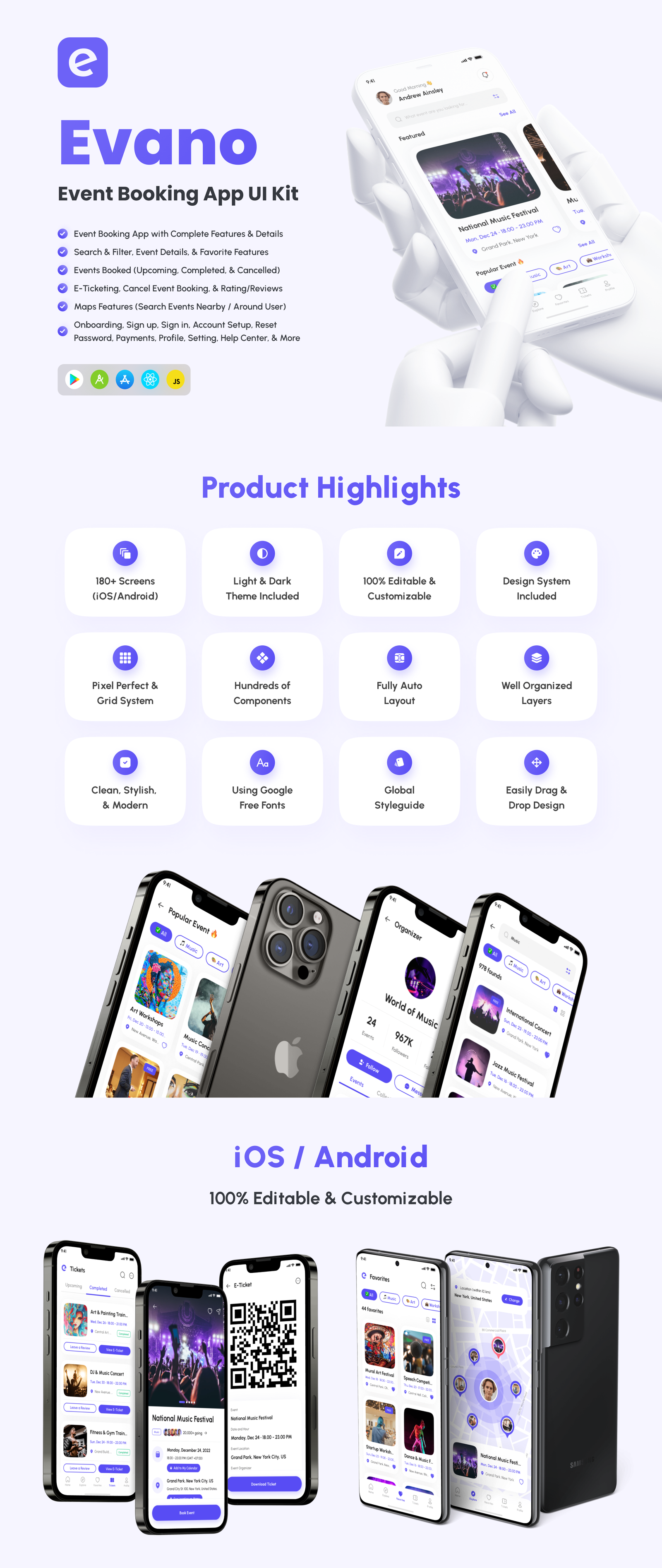 Evano-Event Booking React Native CLI Ui Kit
