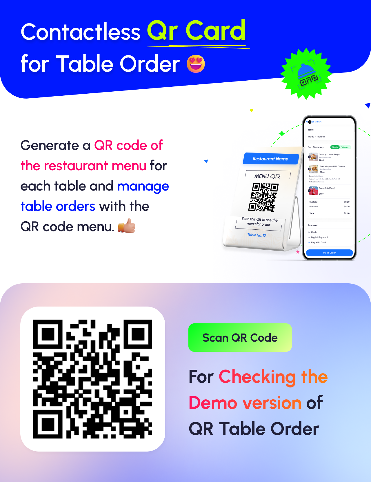 Contactless QR Menu Order and QR table ordering system