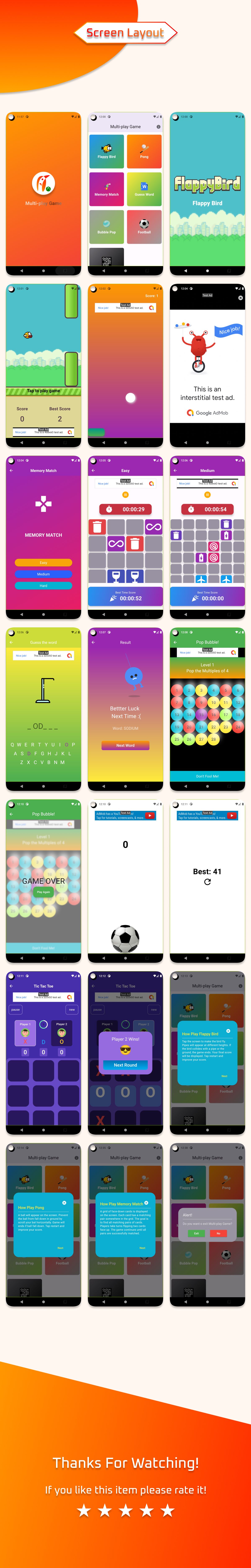 Multi-play Game Application | Game Bundle.(Flutter App - code.market