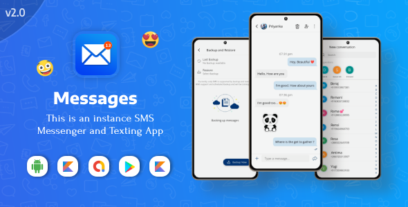 Messages : SMS Texting App with In App Subscription and Admob Ads image