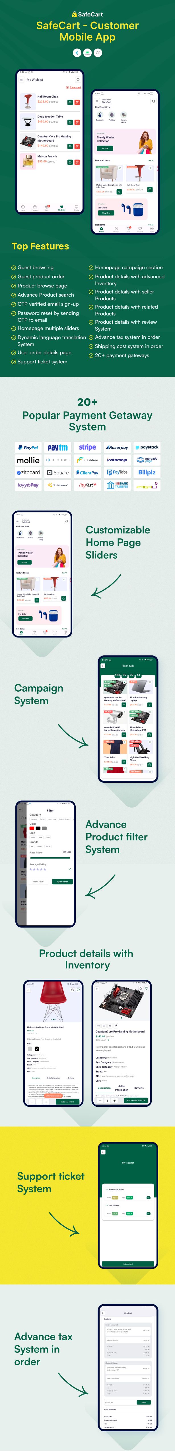 Safecart eCommerce customer mobile app