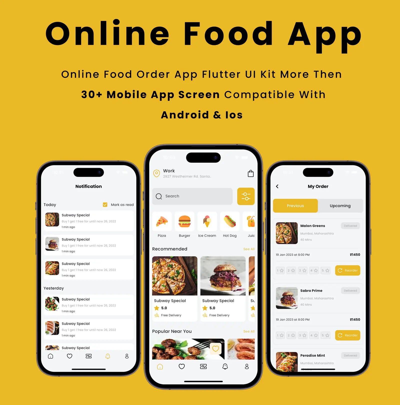 Food App - Online Ultimate Food Ordering Flutter App | Android | iOS Mobile App Template