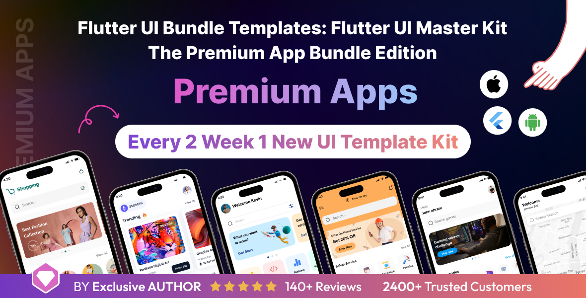 Flutter UI Bundle templates: Flutter UI Master Kit | The Premium App Bundle Edition