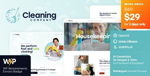 Cleaning Company - Maid & Janitorial Housekeeping Service WordPress Theme