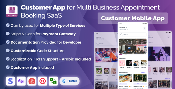 Customer App User App for Multi Business Appointment Booking SaaS Marketplace System