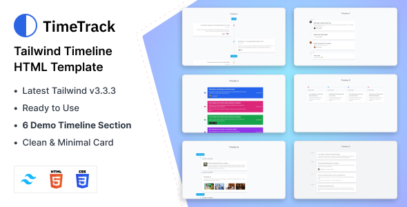 TimeTrack – Tailwind CSS Timeline Page Template - code.market