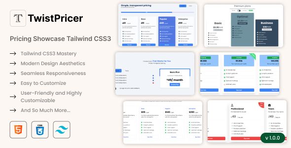 TwistPricer - Tailwind CSS Pricing Showcase